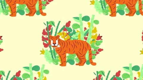 Tiger in the rainforest. Pattern. slow motion Stock Footage 163516940