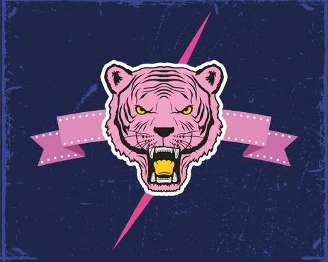 Tiger in ribbon patch Stock Illustration