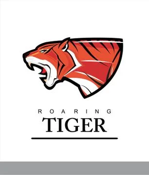 Tiger. Roaring Predator. Roaring Tiger. Elegant tiger head combine with text. Stock Illustration