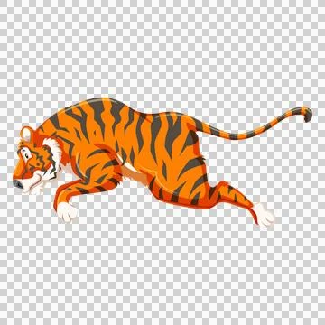 Tiger running quickly on transparent background illustration. Illustrazione stock
