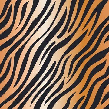Tiger, seamless animalistic pattern. Abstract illustration, black and gold Stock Illustration