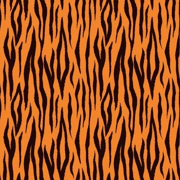 Tiger seamless pattern. Bengal cat orange safari repeat print. wild animal skin Stock Illustration