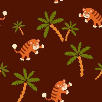 Tiger seamless pattern Illustrazione stock