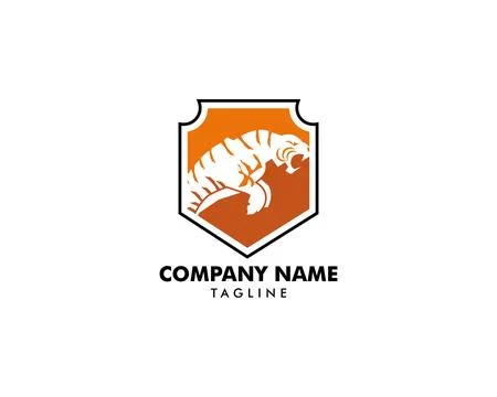 Tiger shield logo design template Stock Illustration