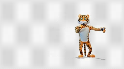 Tiger singing Video Loop and Alfa Channel 库存影片 163286261