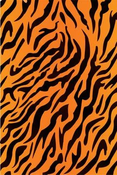 Tiger single pattern of tiger skin in doodle vintage style. Illustrazione stock