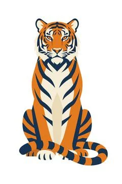 Tiger sits upright for security logos and luxury branding Stock-Illustration