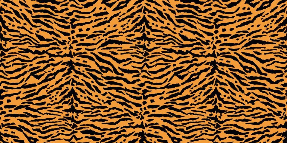 Tiger Skin Texture Seamless Pattern Vector Stock Illustration