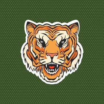 Tiger sticker, patch for clothing. Vector illustration. Fashion patches T-s.. Stock Illustration