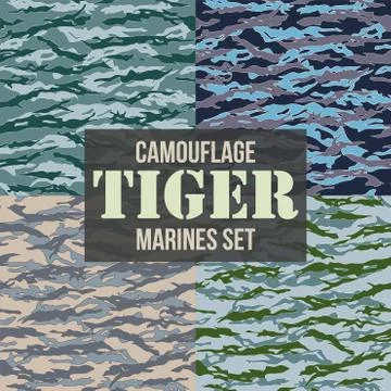 Tiger stripe Camouflage seamless patterns Stock Illustration