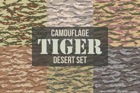 Tiger stripe Camouflage seamless patterns Stock Illustration