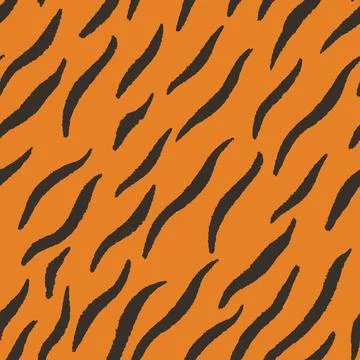 Tiger striped seamless pattern, vector illustration. Stock Illustration