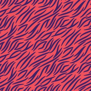 Tiger stripes seamless vector pattern pink and purple background print. Stock Illustration