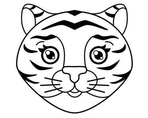 Tiger - symbol of 2022 - vector linear illustration for coloring. Outline. イラスト素材