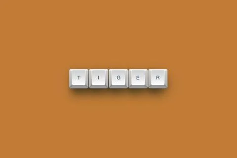 Tiger text on a 3d keyboard button with shadow concept series Stockillustratie