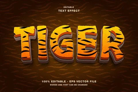 Tiger text style effect template editable text effect Stock Illustration
