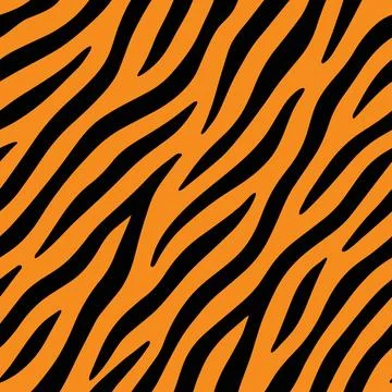 Tiger texture pattern orange stripe repeat seamless safari. Vector illustration. Stock Illustration