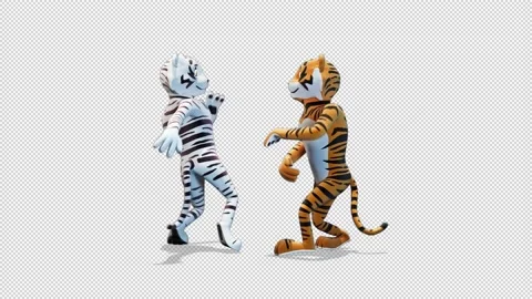 Tiger Tigress dance salsa side view Video Loop and Alfa Channel 库存影片 163286295