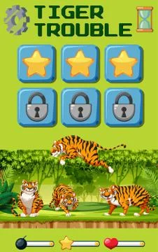 Tiger trouble game template Stock Illustration