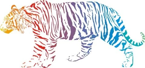 Tiger - vector abstract rainbow Stock-Illustration