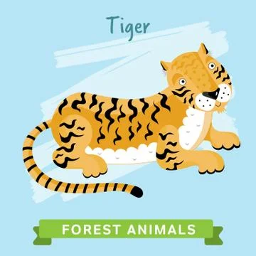 Tiger Vector, forest animals. Stock Illustration