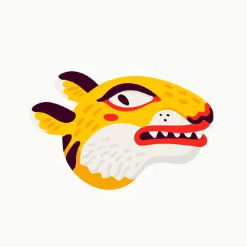 Tiger vector head, cartoon tiger funny face on white background. 스톡 일러스트