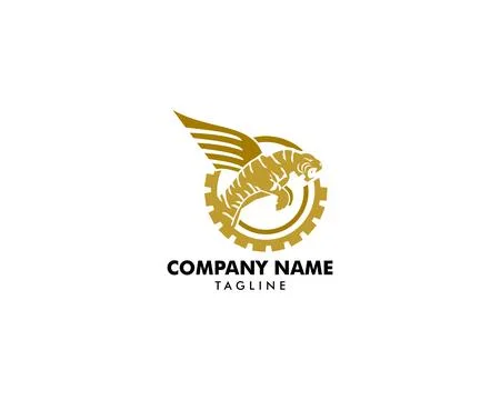 Tiger with wings vector logo design template Stock Illustration