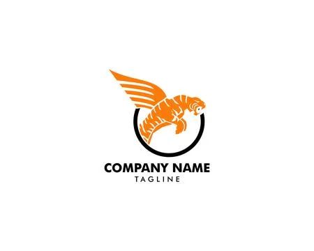 Tiger with wings vector logo design template Stock Illustration