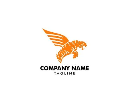 Tiger with wings vector logo design template Stock Illustration