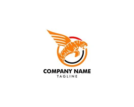 Tiger with wings vector logo design template Stock Illustration