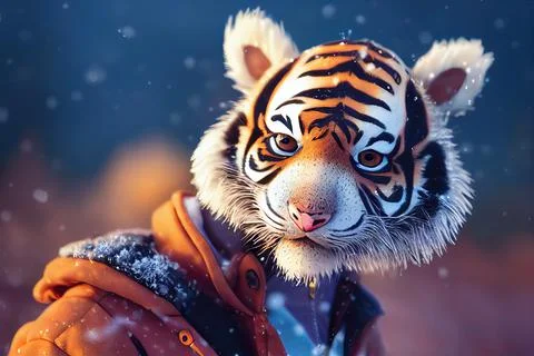 Tiger Winter Jackket Stock Illustration