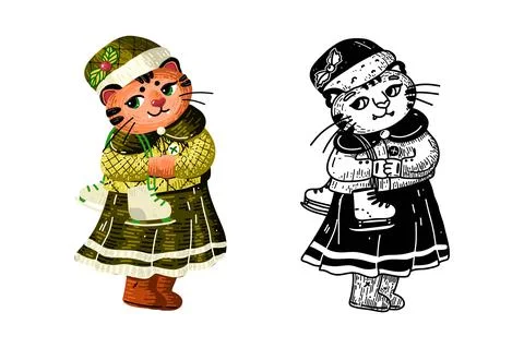 Tiger wuth skates Stock Illustration