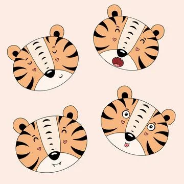 Tigerfaceset Illustrazione stock