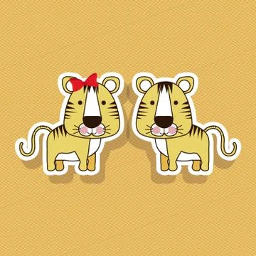 Tigers design over lines background vector illustration Ilustração Stock