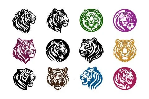 Tiger's Head Logo Collection Stockillustratie