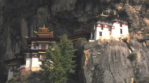 Tigers Nest Monastery - Zoom Out Stock Footage
