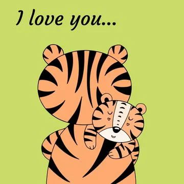 Tigerwithbaby Stock Illustration