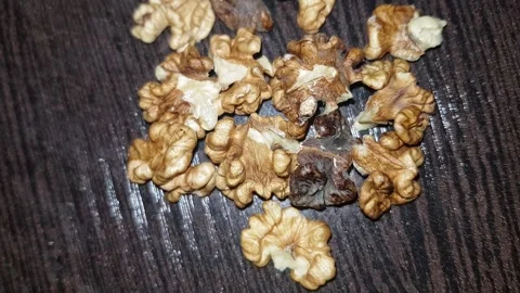 A tight close-up of the walnut kernel, exposing the flavorful Stock Footage 328266409