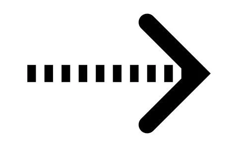 Tight dashed arrow icon, Short dashed line pointer, Multi segment directional Ilustración de archivo