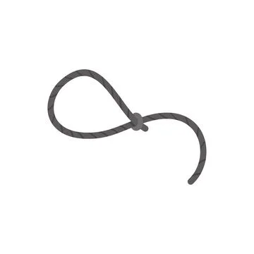Tight knot forming a loop on a dark rope on white background 스톡 일러스트