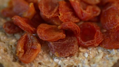 A tight macro close-up of a breakfast bowl Stock Footage 328804672