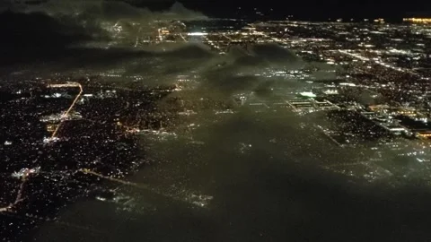 TIGHT NIGHT FLIGHT WITH LIGHT Stock Footage 275000361