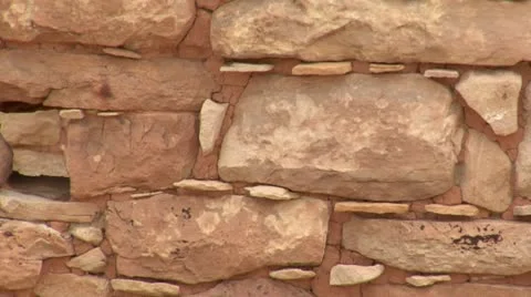 Tight shot of bricks and mortar on the ruins at Hovenweep national Monument Stock Footage 21656918
