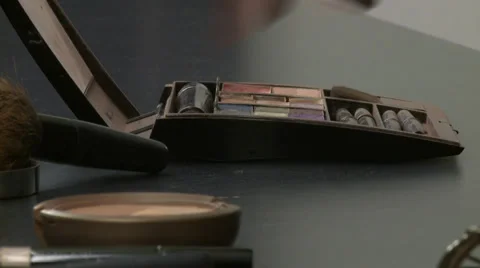Tight shot of make-up and make-up brushes Stock Footage 33756771