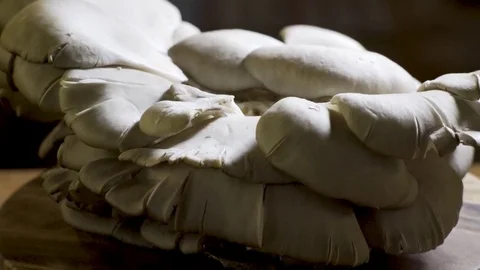 Tight shot of rotating oyster mushrooms, Stock Footage