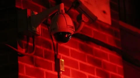 Tight shot of security camera in red light  Bedford–Stuyvesant Brooklyn Stock-Footage 59918262