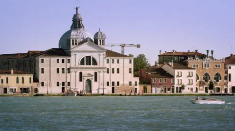 Tight static shot of the Bauer Palladio Hotel on Giudecca. Stock Footage 52301055