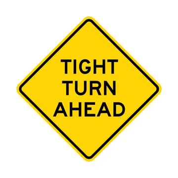 Tight turn ahead warning road sign Stock Illustration