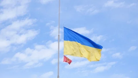 Tight up Ukraine Flag Waving By The Wind... | Stock Video | Pond5