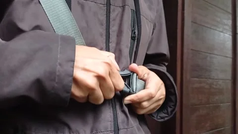 Tighten the backpack to continue the walk Stock Footage 150215948